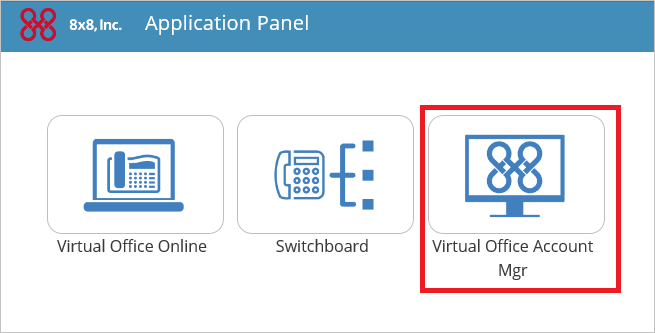 Screenshot that highlights the Virtual Office Account Mgr tile.