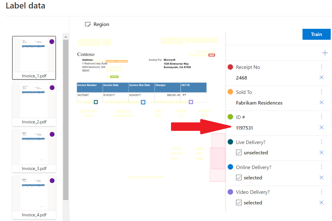 Képernyőkép a Document Intelligence eszköz elemzési-a-custom-form ablakáról.