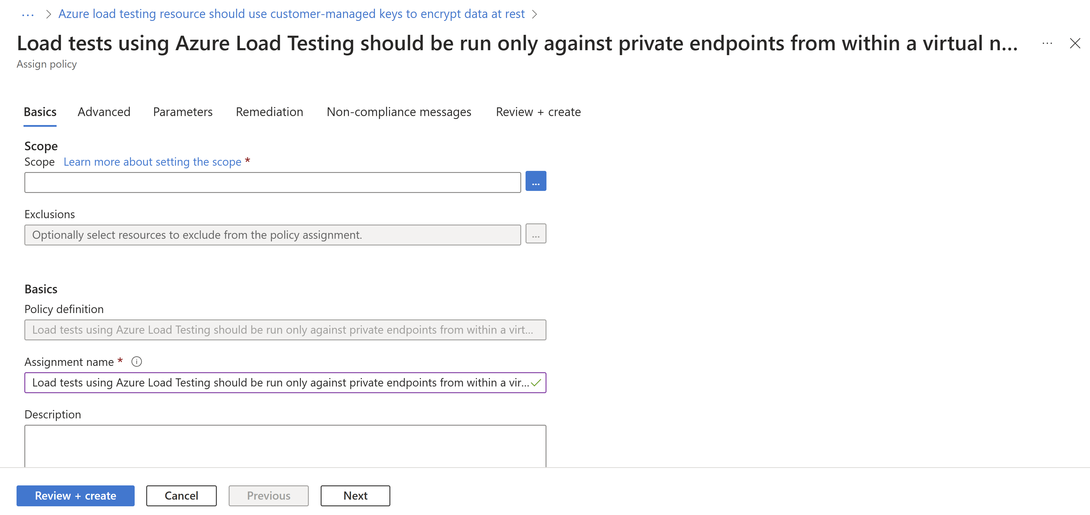 Az elérhető szabályzatokat bemutató képernyőkép.