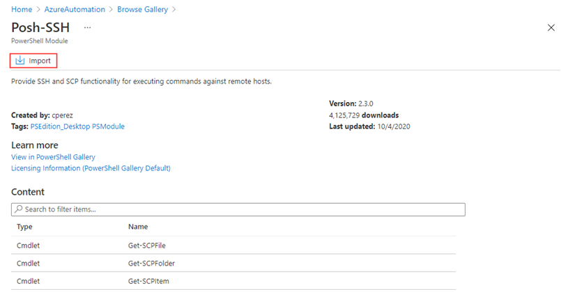 Egy modul részletes nézete a katalógusból.