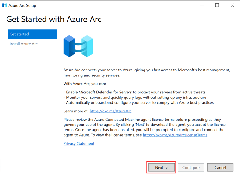 Képernyőkép a varázsló Első lépések lapjáról.