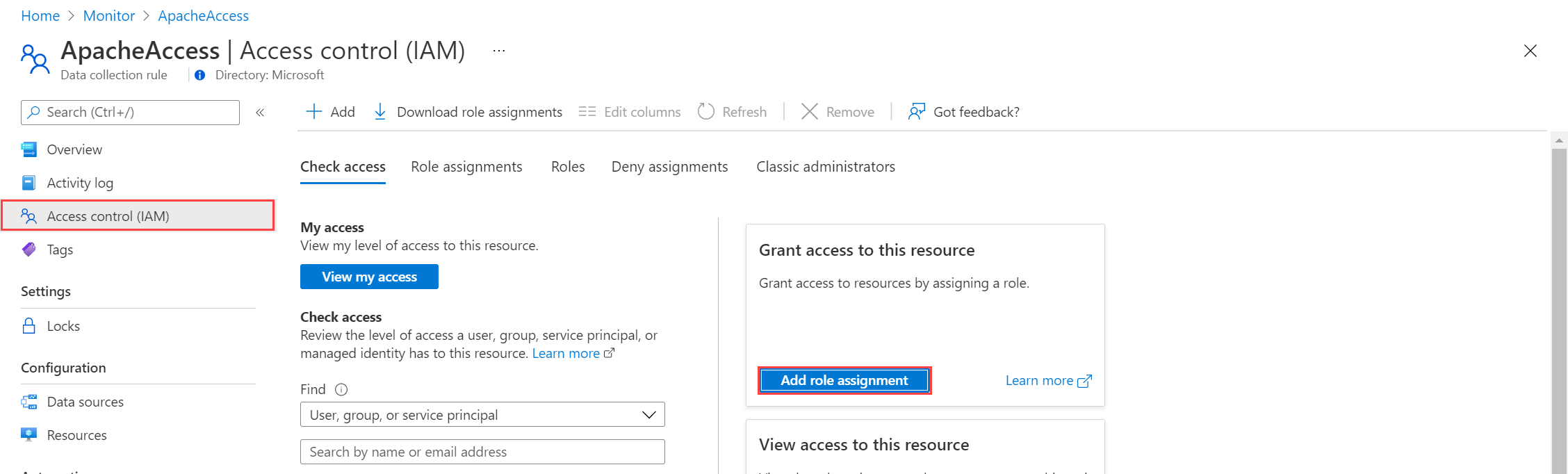 Képernyőkép az egyéni szerepkör-hozzárendelés DCR-hez való hozzáadásáról.