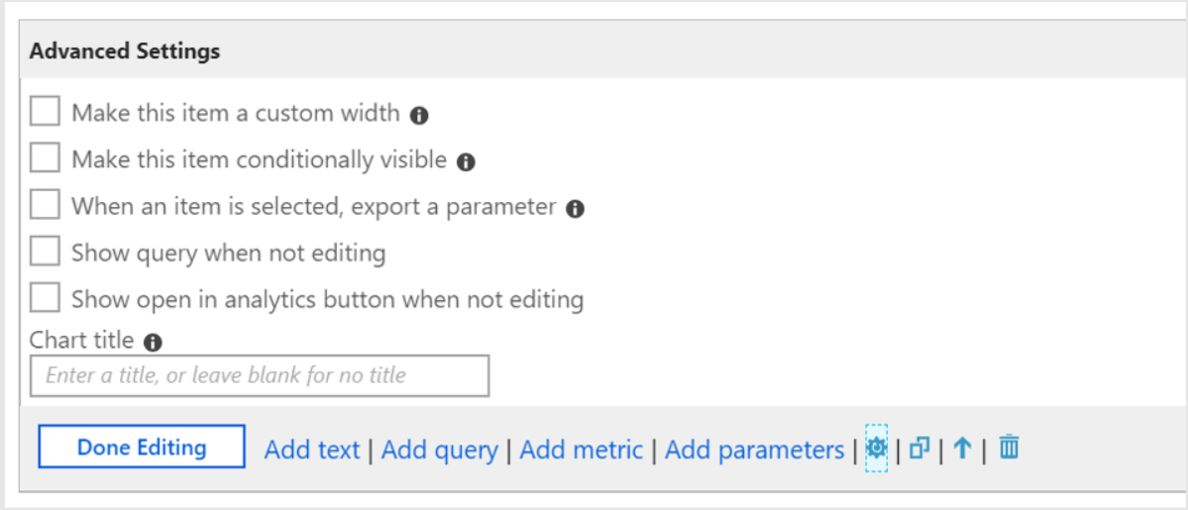 Képernyőkép a Speciális beállítások párbeszédpanelről az Azure Monitor Virtuális gépek munkafüzet szakaszában kiemelt ikonnal.
