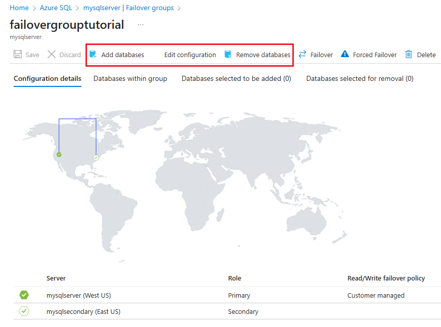 Képernyőkép az Azure Portal feladatátvételi csoport oldaláról, amelyen a parancssáv ki van emelve.