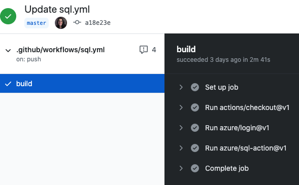 Log of GitHub actions run