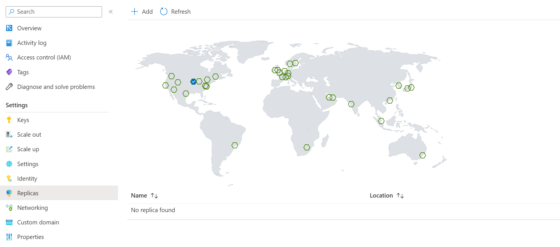 Képernyőkép az Azure Web PubSub replika portálon való létrehozásáról.