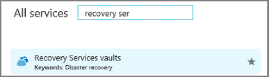 Írja be a Recovery Servicest a Minden szolgáltatás párbeszédpanelen