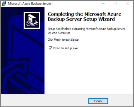 A telepítő kinyeri a Microsoft Azure Backup Server-fájlokat