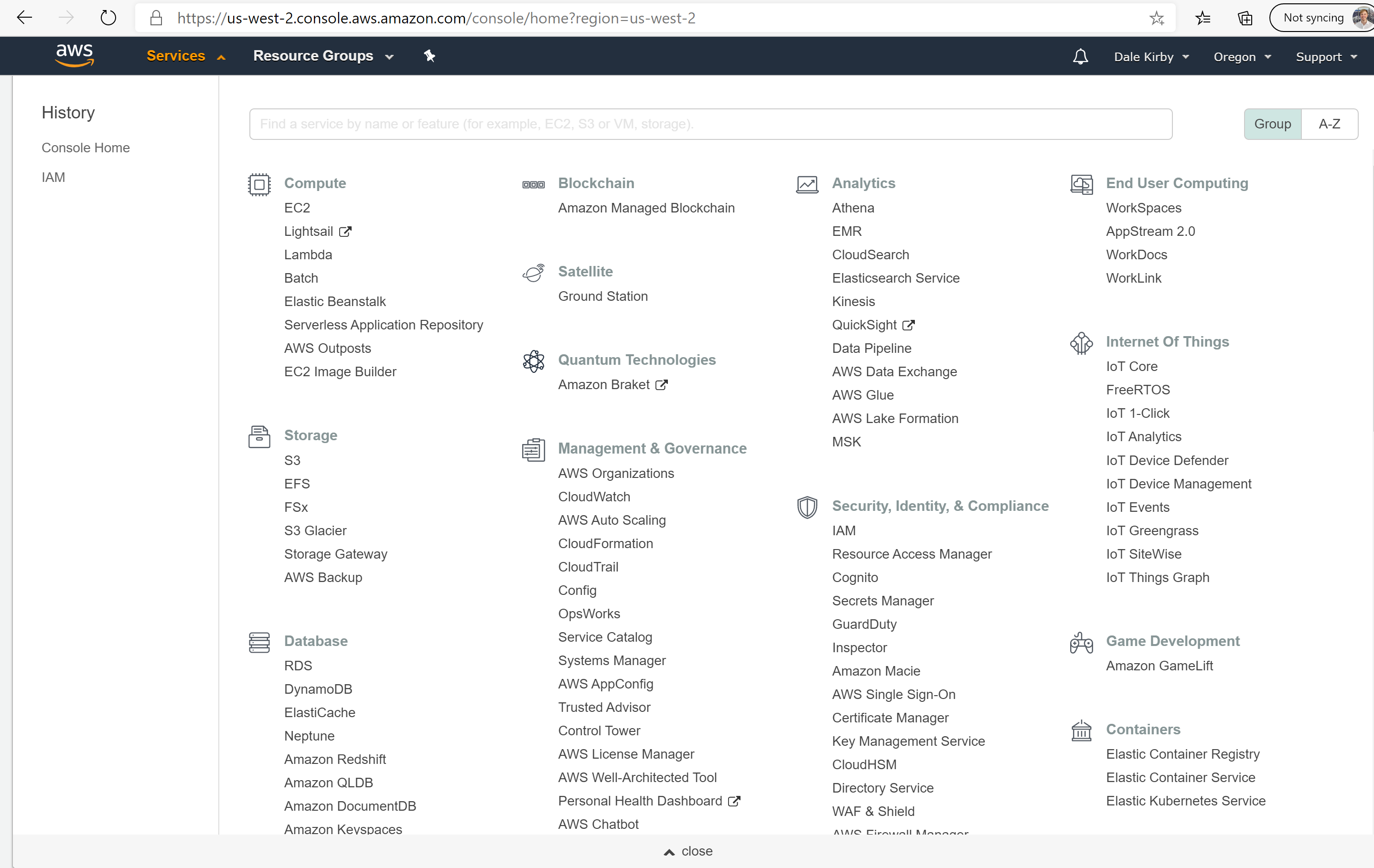 A screenshot of the AWS cloud console.