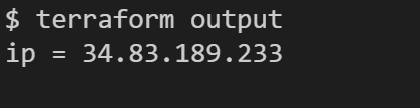 A screenshot of output from Terraform.
