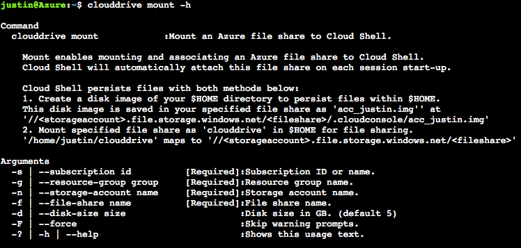 Képernyőkép a CloudDrive csatlakoztatási parancsának bashben való futtatásáról.