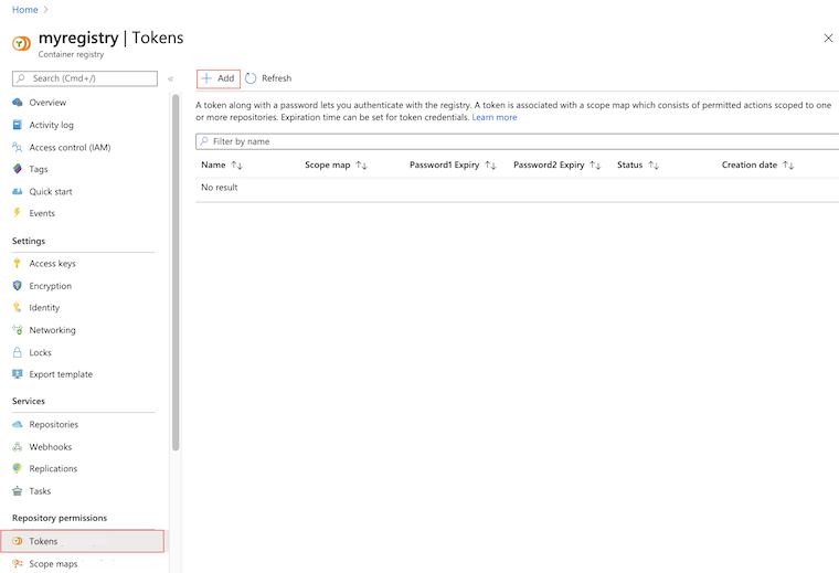 Képernyőkép a token portálon való létrehozásáról.