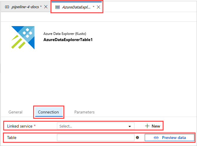 Az Azure Data Explorer adathalmaz tulajdonságainak szerkesztése.