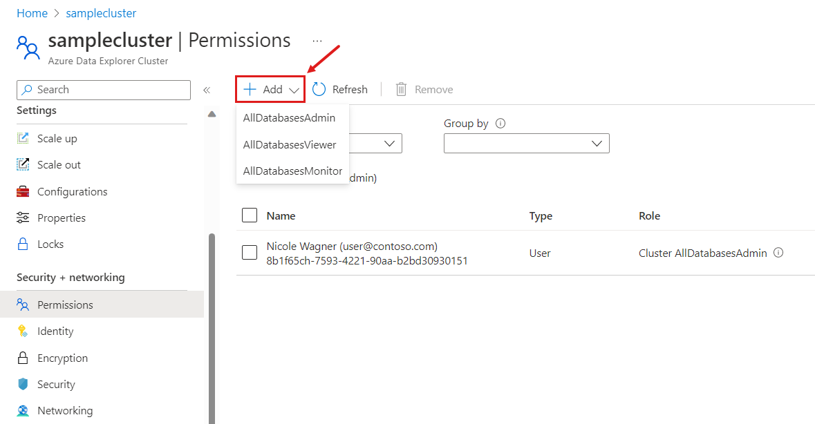 Képernyőkép az engedélyek hozzáadására szolgáló vezérlő hozzáadásáról.