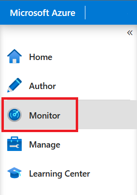 Képernyőkép az Azure Portal Monitor gombjáról.