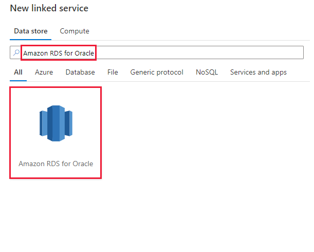 Képernyőkép az Amazon RDS for Oracle-összekötőről.