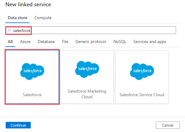 Képernyőkép a Salesforce-összekötőről.