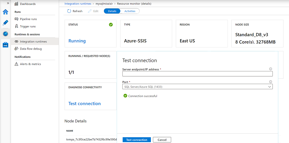 Az Azure-SSIS IR monitorozása – DIAGNOSE csempe