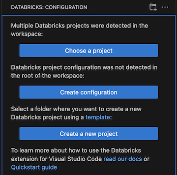 Meglévő Databricks-projekt megnyitása