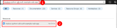 Képernyőkép arról, hogyan használható az Azure Portal felső keresősávja egy Azure-beli erőforrás megkeresésére és megkeresésére.