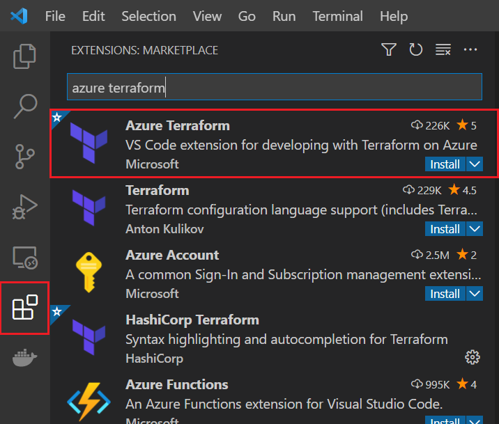 A Visual Studio Code Azure Terraform bővítményének telepítése | Microsoft  Learn