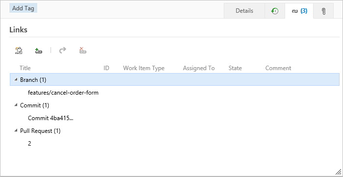 Képernyőkép a Hivatkozások lapról, a fejlesztési hivatkozásokról.