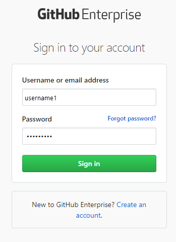 Screenshot of sign in for GitHub Enterprise Server.