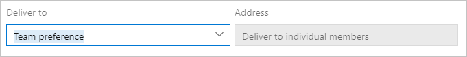 Képernyőkép az e-mail-csapat kézbesítési beállításairól.