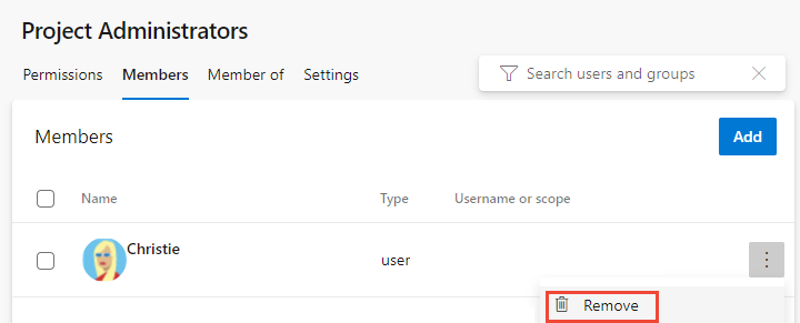 Képernyőkép: Felhasználó eltávolítása, felhőbeli verzió.