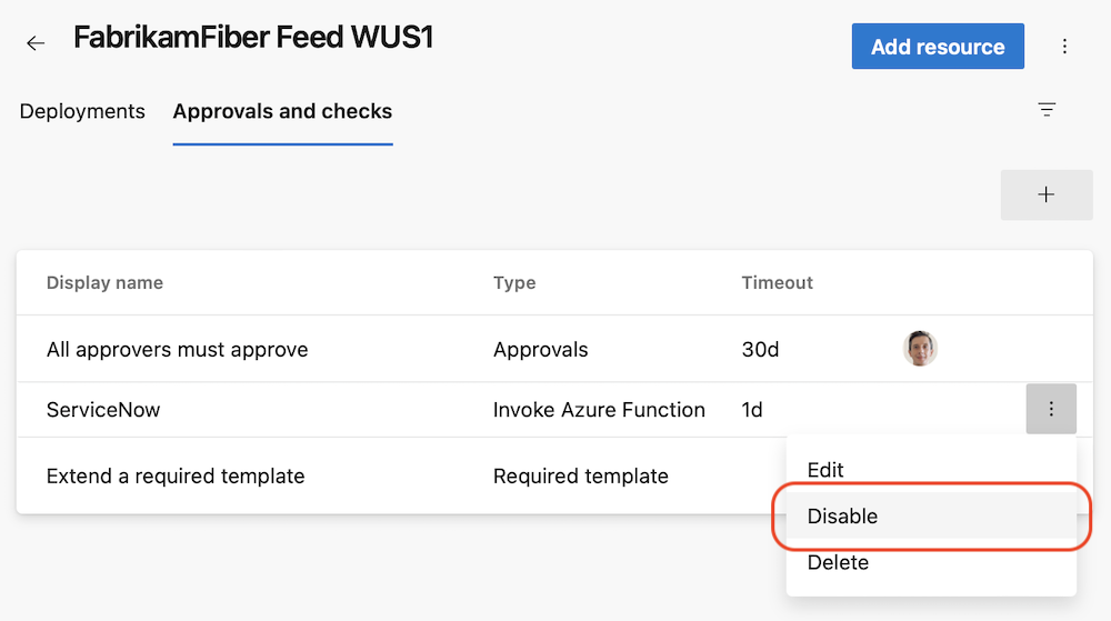 Egy ellenőrzés letiltása.