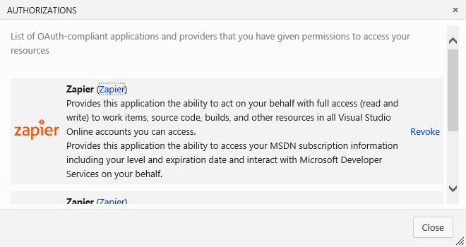 Képernyőkép az engedélyezés visszavonási lehetőségről.