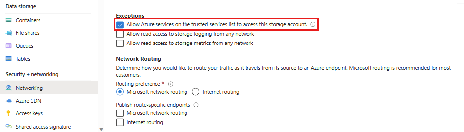 Képernyőkép a megbízható szolgáltatások erőforráscsoporthoz való hozzáférésének engedélyezéséről.