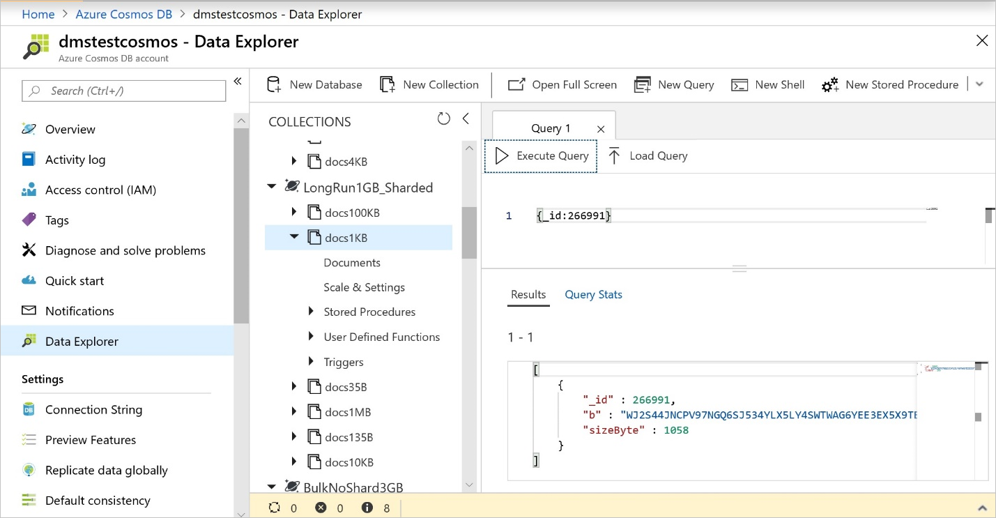 Screenshot that shows where you can verify that the data was replicated.