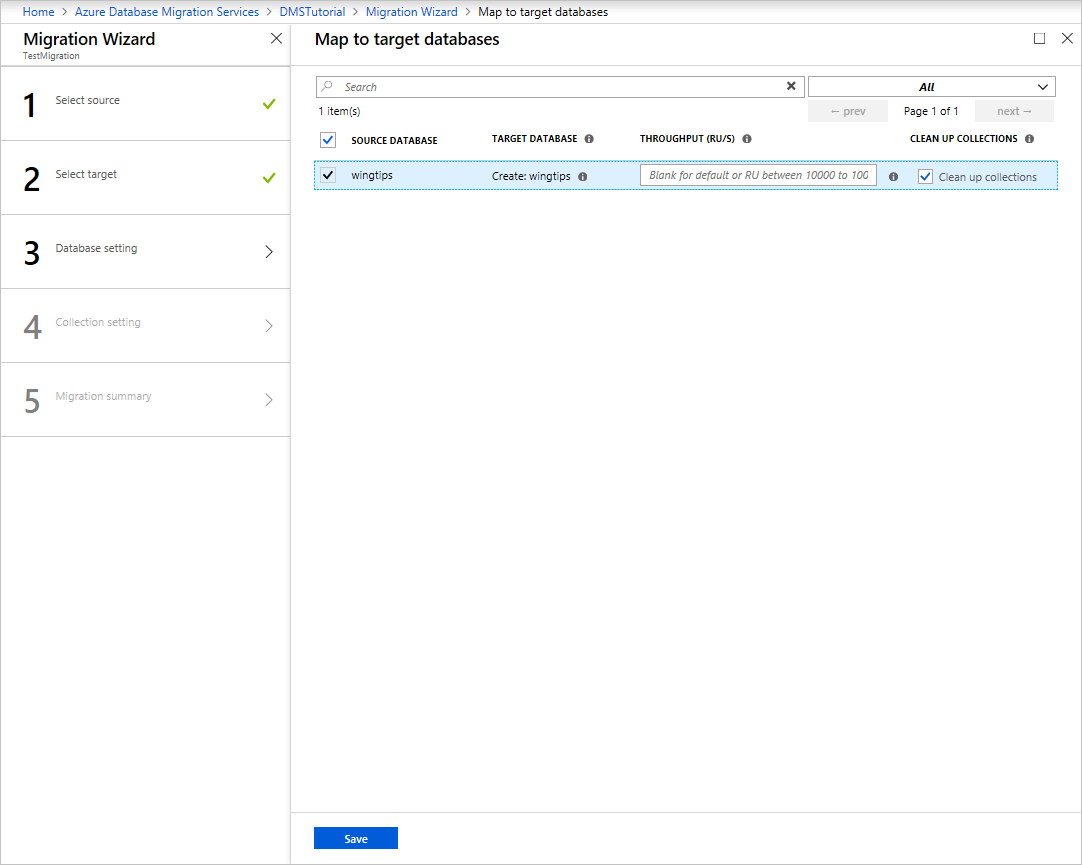 Screenshot that shows mapping to target databases.