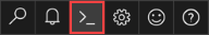 Képernyőkép az Azure Portal Cloud Shell gombjáról.