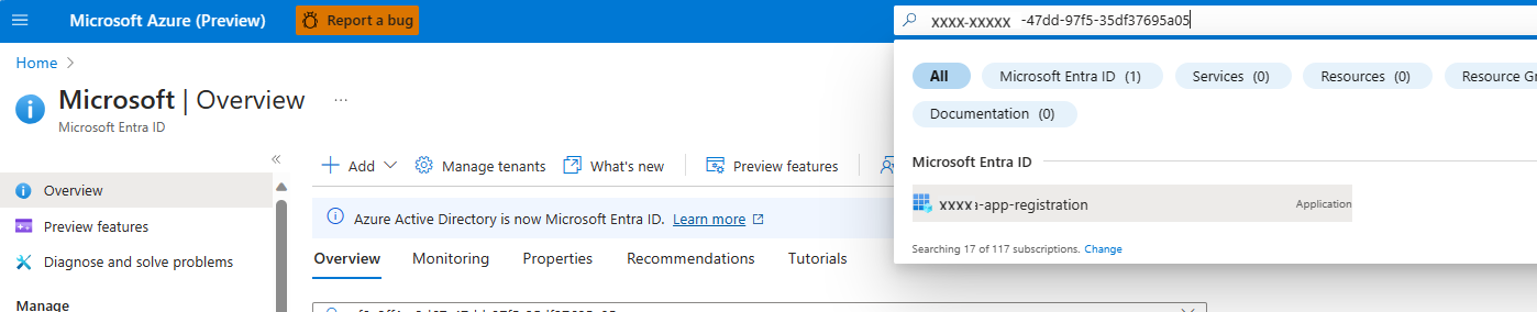 Képernyőkép az alkalmazásazonosítóról a Microsoft Entra-azonosítóban.