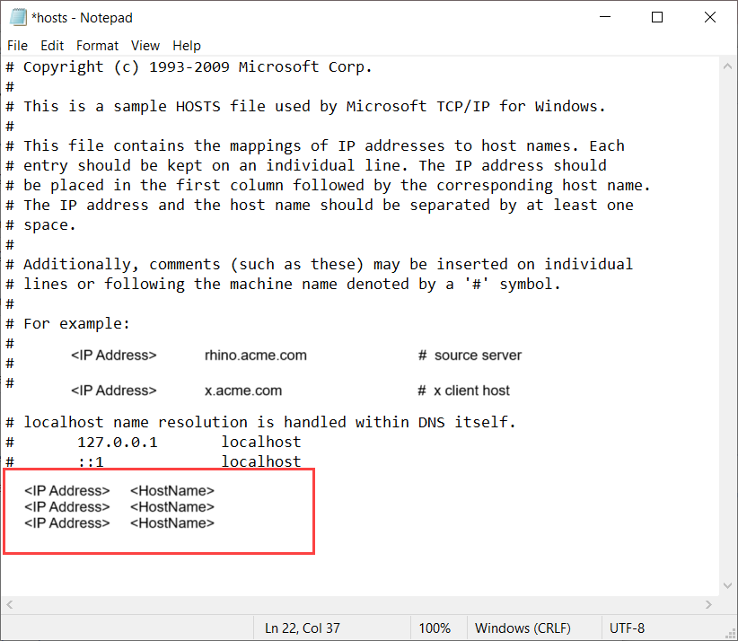 Gazdagépfájl módosítása Windows-ügyfélen