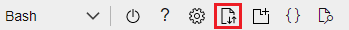 Képernyőkép az Azure Cloud Shell fájlfeltöltési gombjáról.