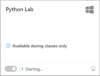 Képernyőkép az Azure Lab Services tesztkörnyezeti virtuálisgép-csempéről, ha nincs kvóta.