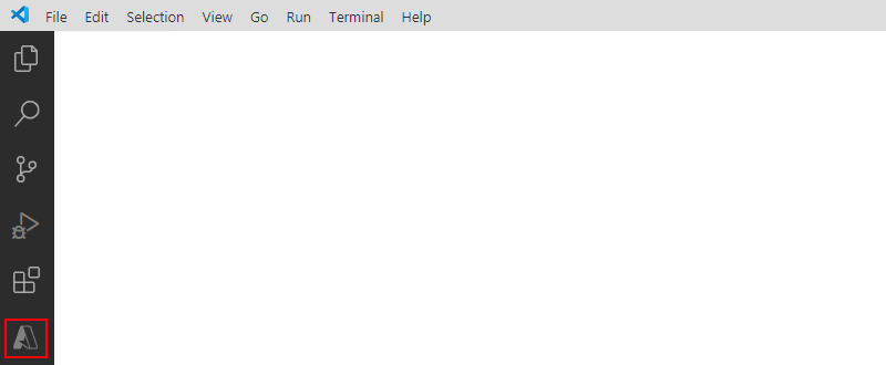 Képernyőkép a Visual Studio Code tevékenységsávról és a kijelölt Azure-ikonról.