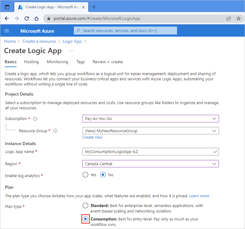 Screenshot showing Azure portal, 