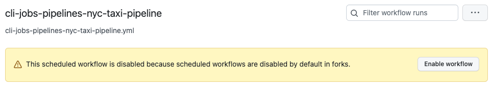 Képernyőkép a GitHub Actions-munkafolyamat engedélyezéséről.