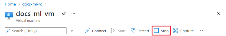 Képernyőkép a virtuális gép leállítás gombjáról