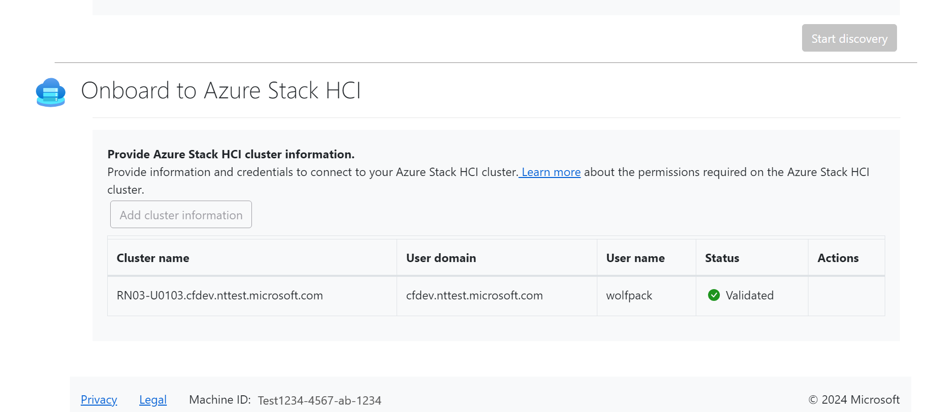 Képernyőkép az Azure Stack HCI-be való előkészítésről.