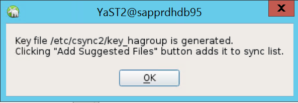Képernyőkép a kulcs létrejöttét jelző üzenetről.