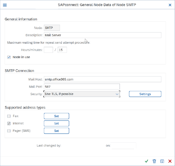 Az SMTP-konfiguráció folytatódott