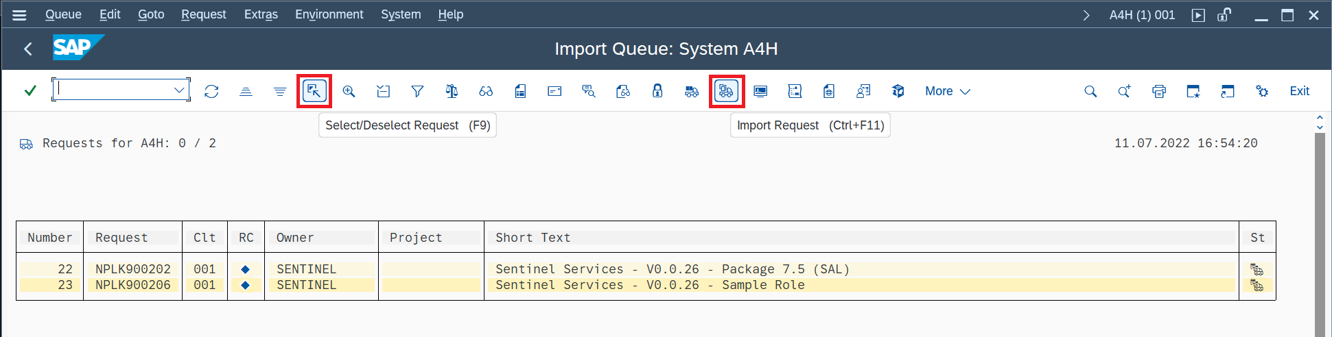 Képernyőkép az összes kérés importálásáról.
