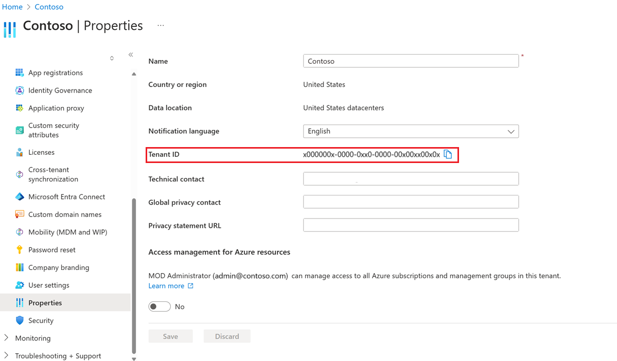 A screenshot of the Microsoft Entra properties. The mouse is hovering over the clipboard icon for 