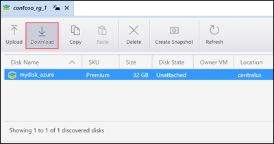 Képernyőkép az Azure Storage Explorerről, amely a Letöltés gomb helyét emeli ki.