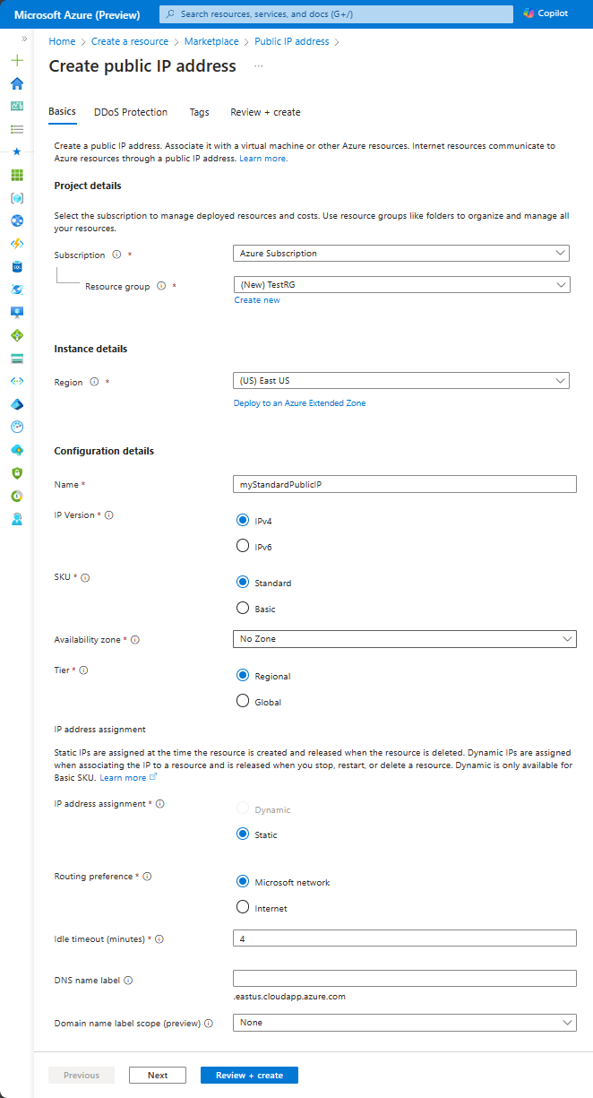 Rövid útmutató: Nyilvános IP-cím létrehozása – Azure Portal - Azure Virtual  Network | Microsoft Learn